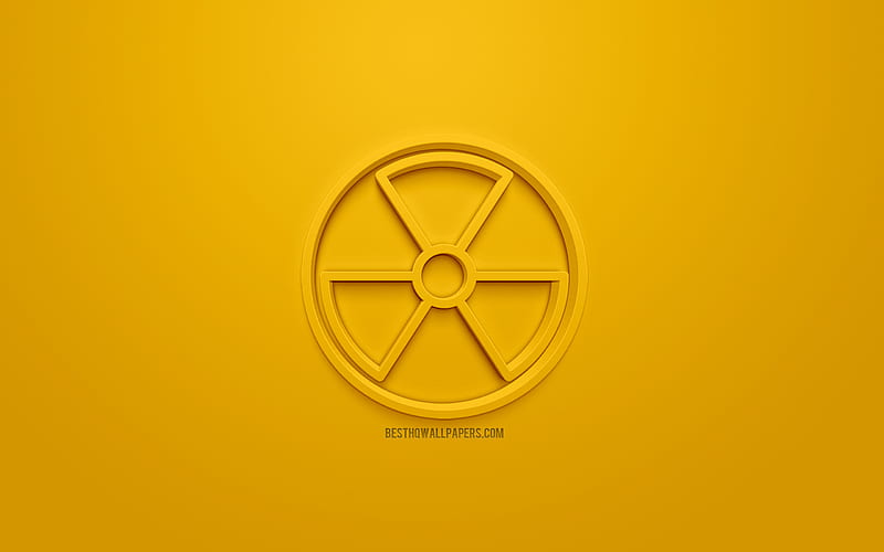Radioactive Sign, Hazard symbol, Nuclear 3d icon, Radiation Warning Sign, yellow background, 3d symbols, Nuclear, creative 3d art, 3d icons, Nuclear sign, warning signs, HD wallpaper