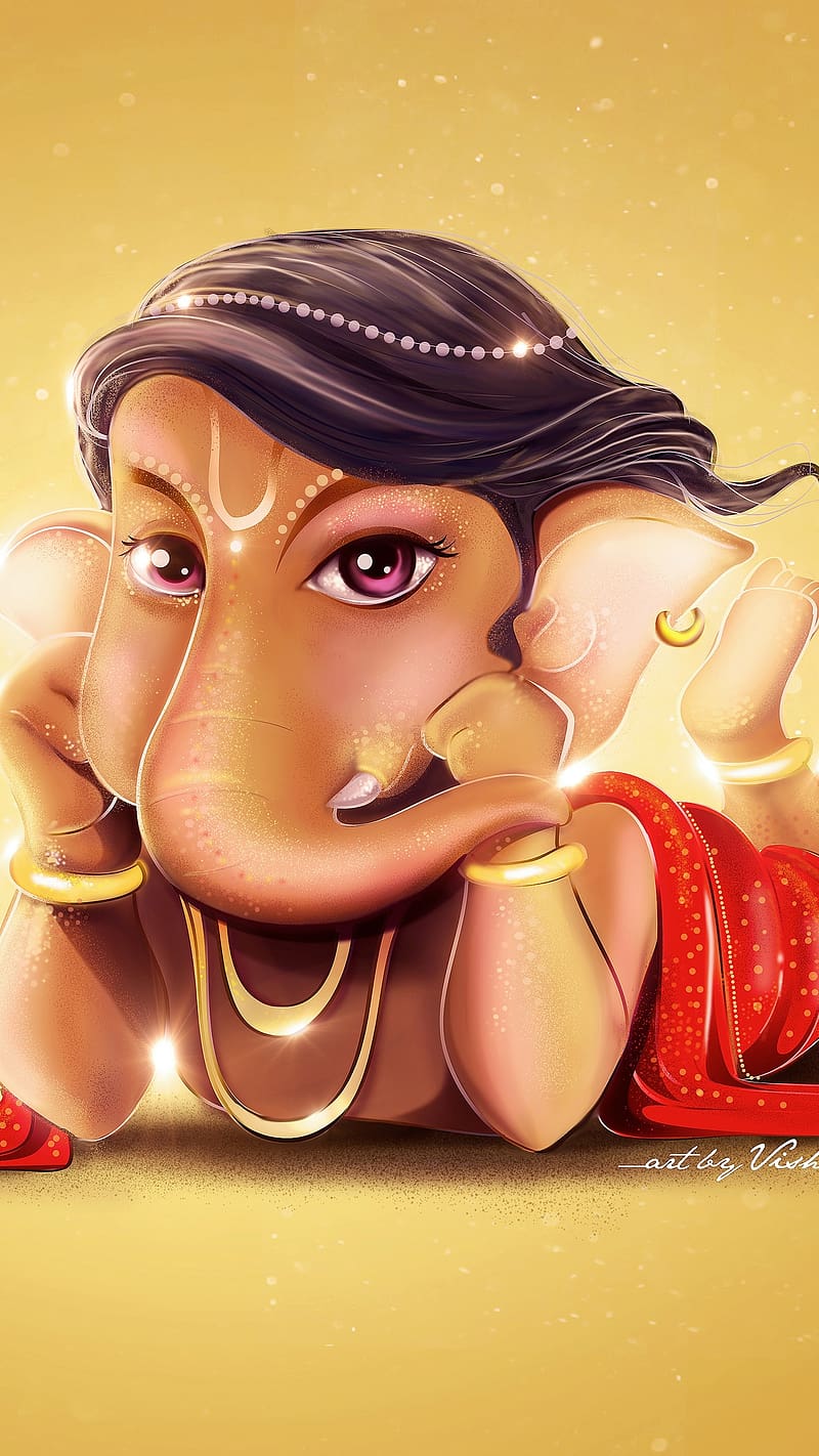 Ganpati Bappa Morya, Thinking Ganesha, cute, HD phone wallpaper ...