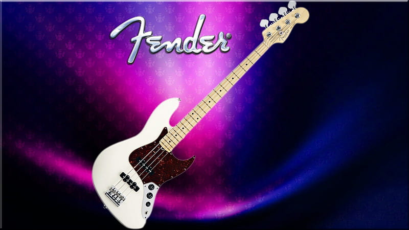 Fender Guitar , purple, guitar, bass, music, white, HD wallpaper