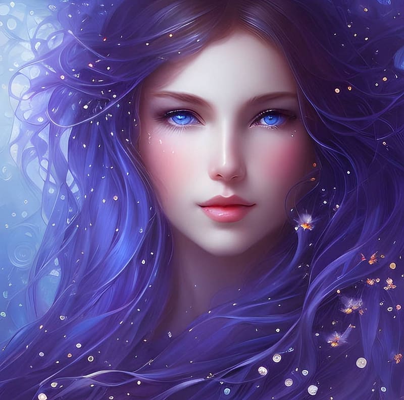 ᰔᩚ, Blue eyes, Girl, Beauty, Fantasy, HD wallpaper