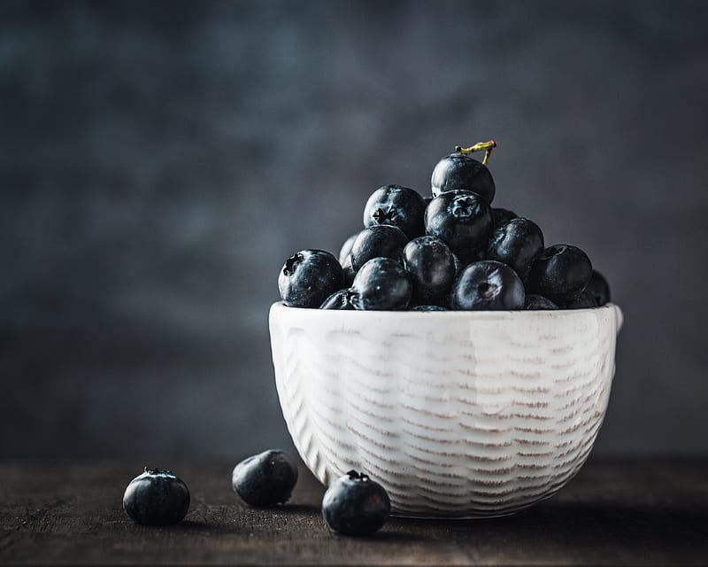 blueberries, berries, bowl, fresh, ripe, HD wallpaper