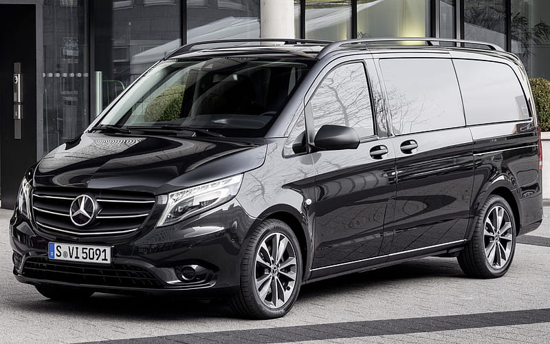Mercedes-Benz Vito, 2020, front view, exterior, black minivan, new