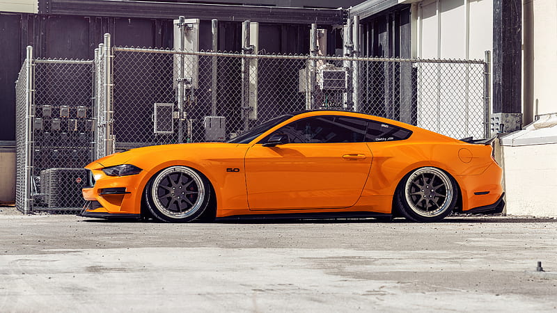 Orange Mustang, HD wallpaper