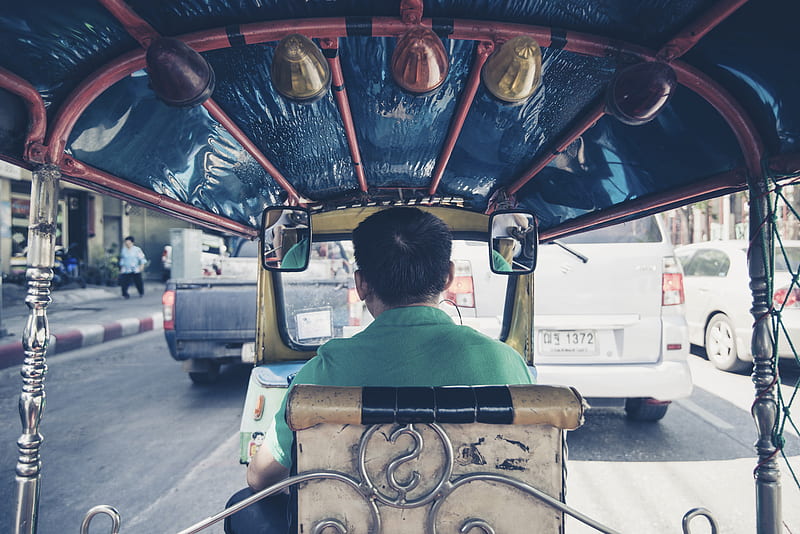 man driving rickshaw, HD wallpaper