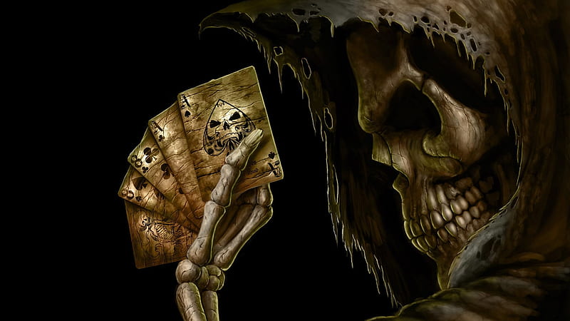 Want to play?, grim reaper, fantasy, death, black, skull, card, HD wallpaper