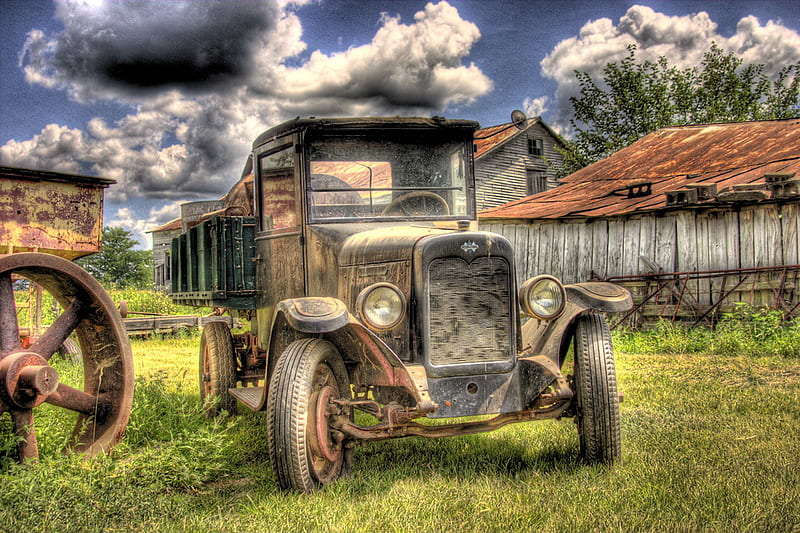 Heavy Load (3), homestead, outdated, dumptruck, old, archaic, farm, antique, wagon, farmer, farmstead, work, truck, HD wallpaper