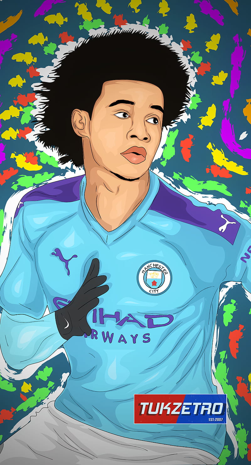 Download wallpapers Leroy Sane, 4k, art, Manchester City FC, German  football player, splashes of paint, grunge art, creative art, Premier  League, England, footb…