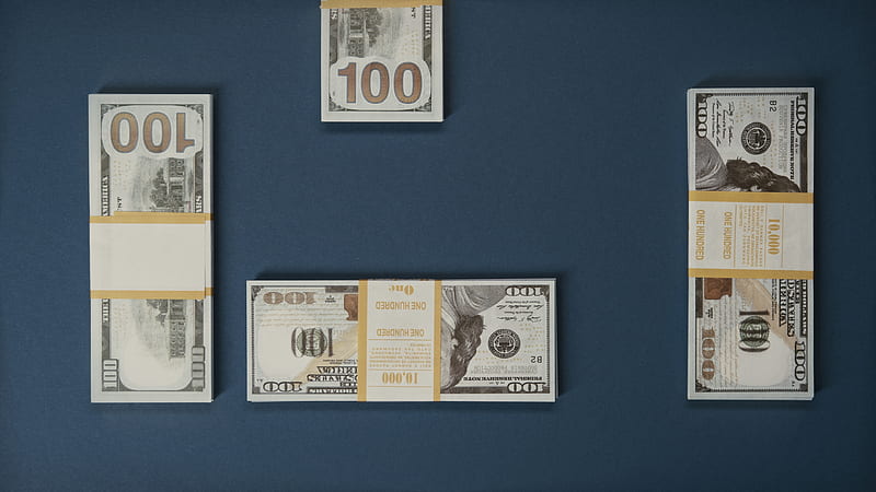 Banknotes On Blue Surface, HD wallpaper
