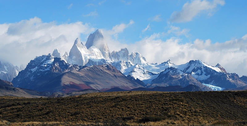 Snowy peaks at Patagonia, clouds, Torres del Paine, landscapes, Chile, HD wallpaper