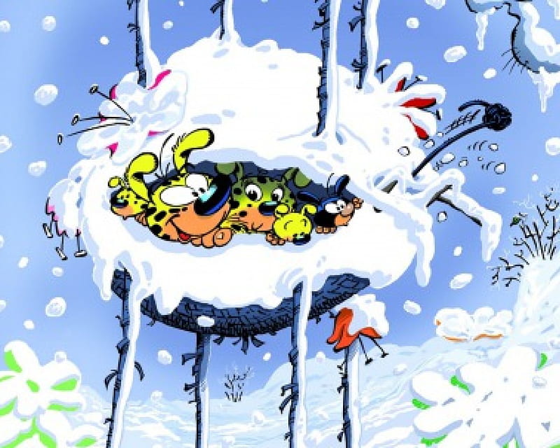 Marsupilami, cartoons, comics, adorable, animal, colored, love, blue, andre franquin, cloud, lovely, sky, cartoon, cute, comic, cool, france, funny, white, spirou, HD wallpaper