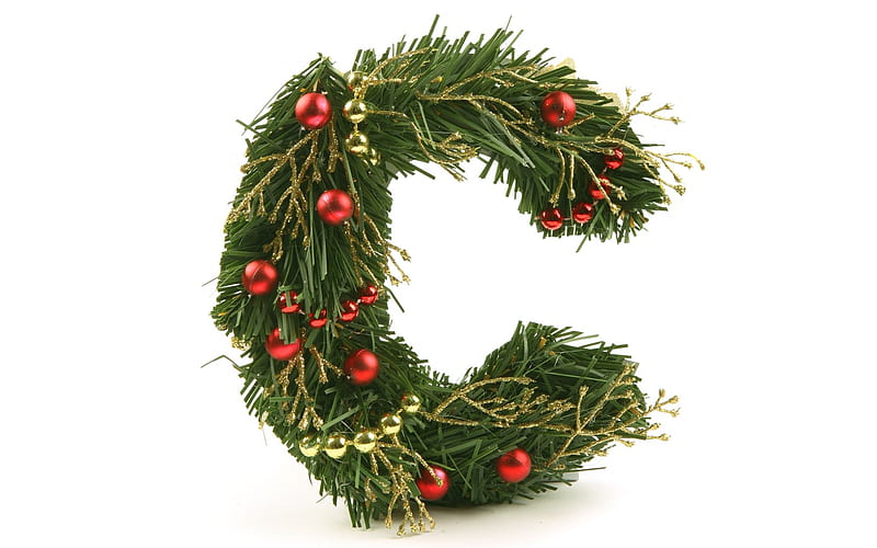 C shaped Christmas Wreath- Christmas ornament, HD wallpaper