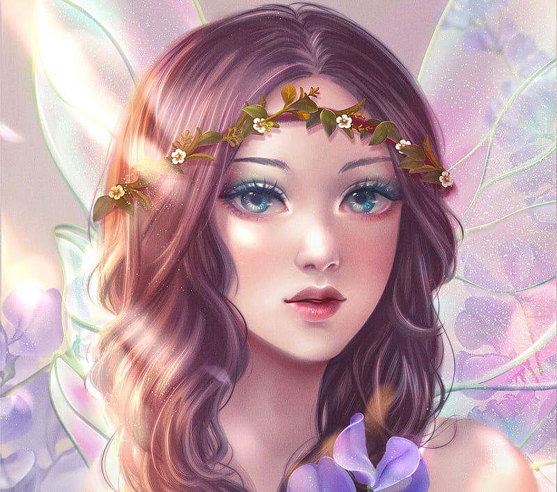 Sweet Pea, wings, frumusete, luminos, fantasy, girl, nathania h, face ...