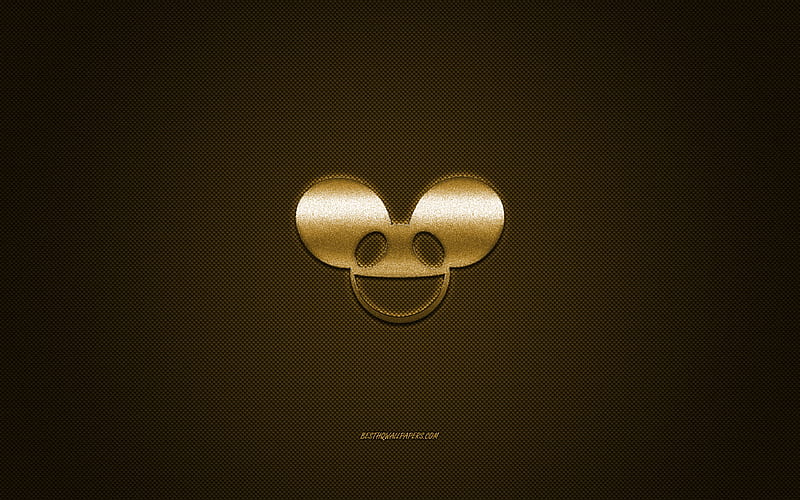Deadmau5 logo, golden shiny logo, Deadmau5 metal emblem, Canadian DJ, Joel Thomas Zimmerman, golden carbon fiber texture, Deadmau5, brands, creative art, HD wallpaper