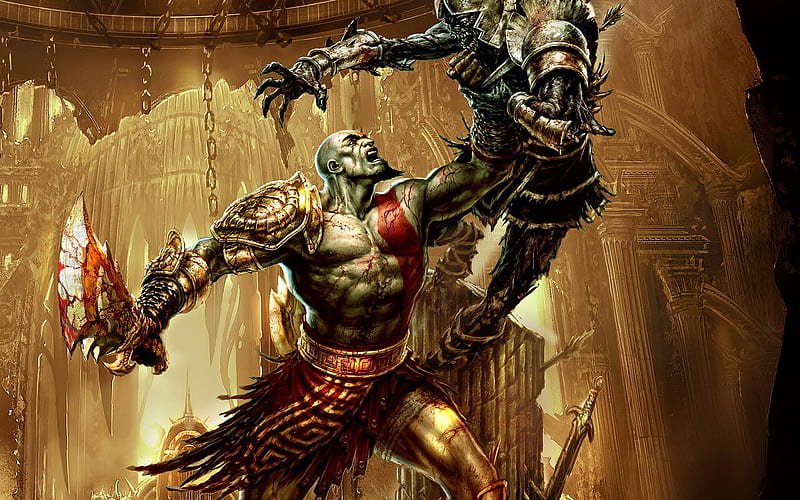 Kratos owns Monster, kratos, guerra, god of war, kill, HD wallpaper