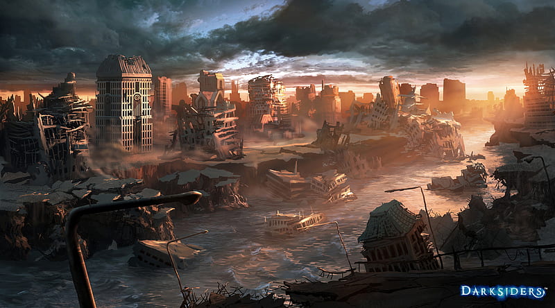 Flooded City, city, xbox 360, thq, darksiders, HD wallpaper