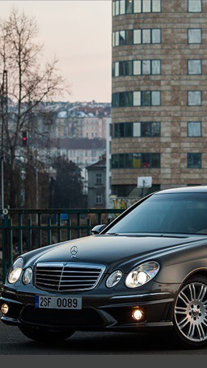 Mercedes-Benz E-class, low rider, tuning, W211, port, silver Mercedes, HD  wallpaper