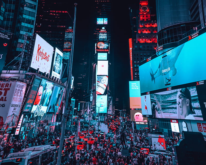 Time Square, New York during night time, HD wallpaper