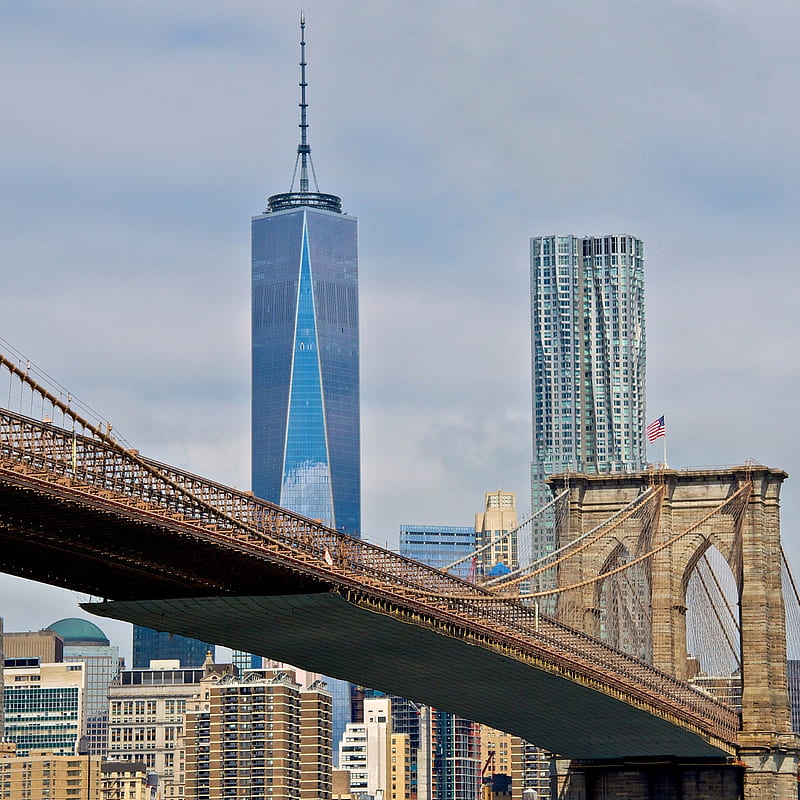Manhattan, brooklyn bridge, city, new york, ny, nyc, skyscraper, HD phone wallpaper