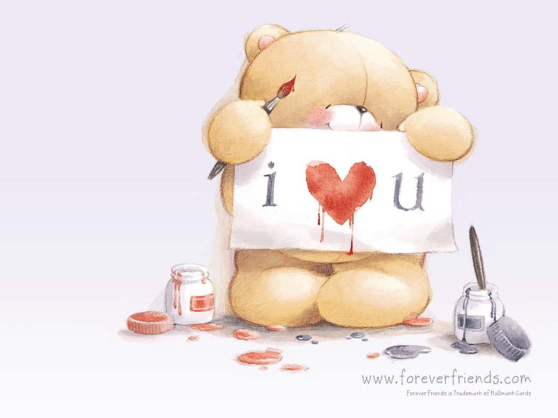 I LUV YA!, teddy, love, heart, bear, note, pink, HD wallpaper