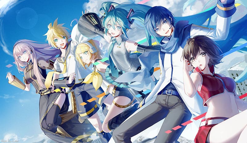Anime, Vocaloid, Hatsune Miku, Luka Megurine, Rin Kagamine, Kaito (Vocaloid), Len Kagamine, Meiko (Vocaloid), HD wallpaper