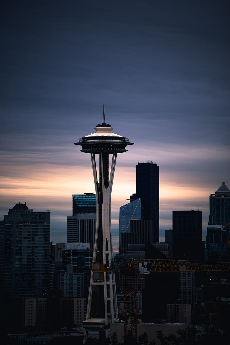 graphy, skyline, tower, building, portrait display, Seattle, Space Needle, HD phone wallpaper