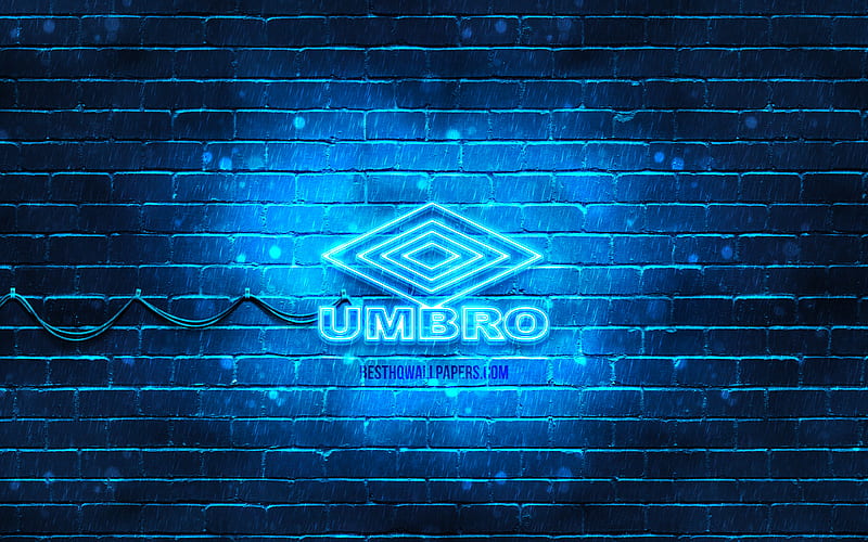 Umbro blue logo blue brickwall, Umbro logo, sports brands, Umbro neon logo, Umbro, HD wallpaper