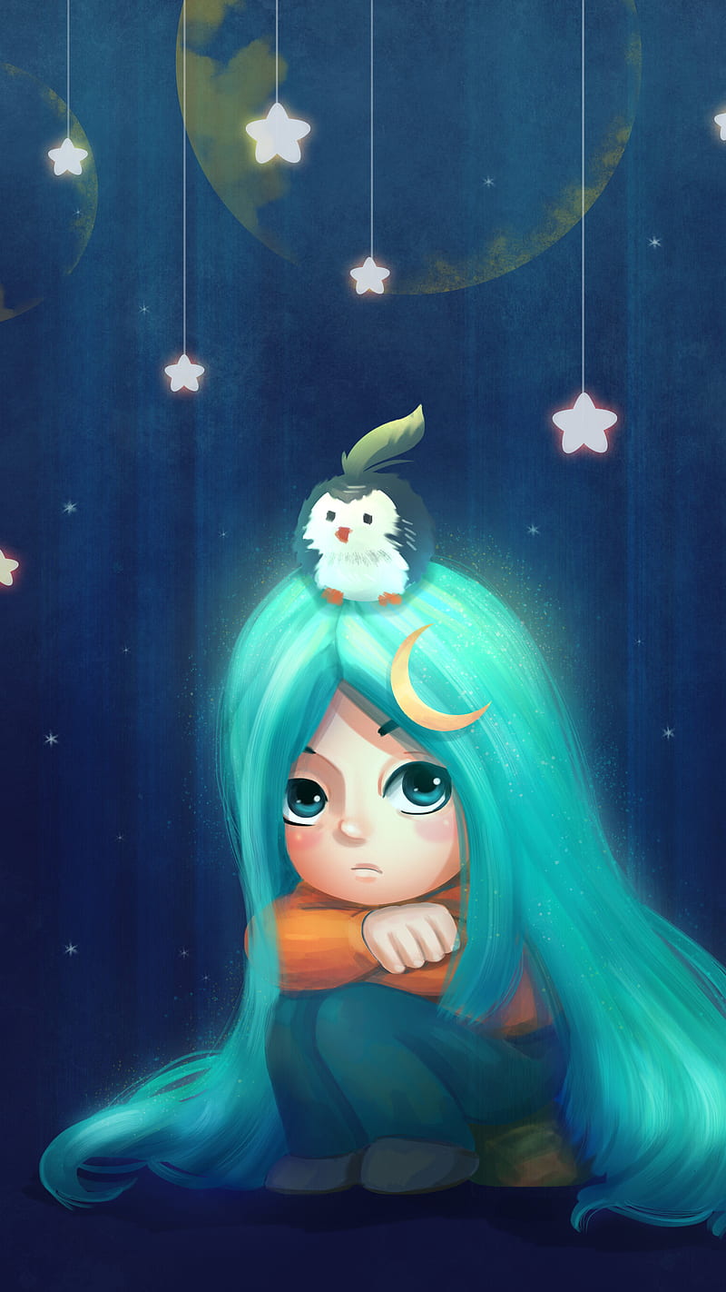 cute cartoon girl wallpaper for mobile