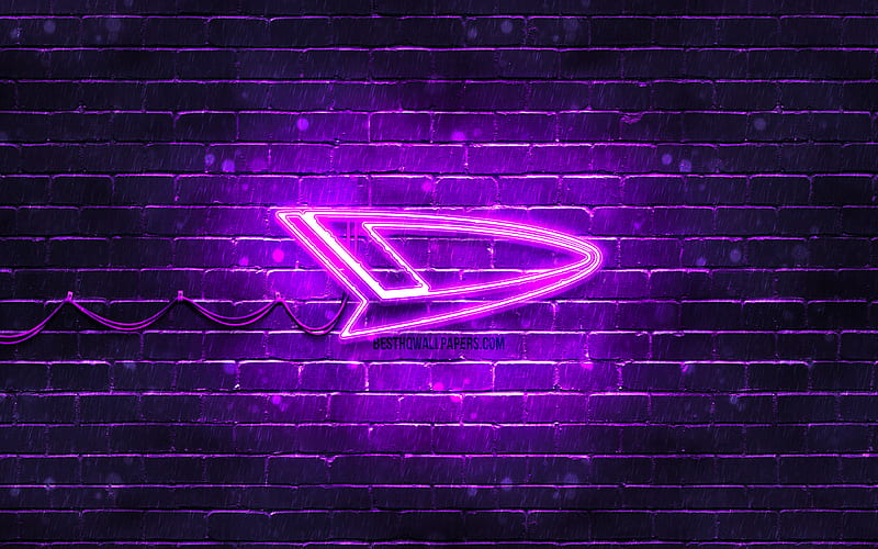 Daihatsu violet logo, , violet neon lights, creative, violet abstract background, Daihatsu logo, cars brands, Daihatsu, HD wallpaper