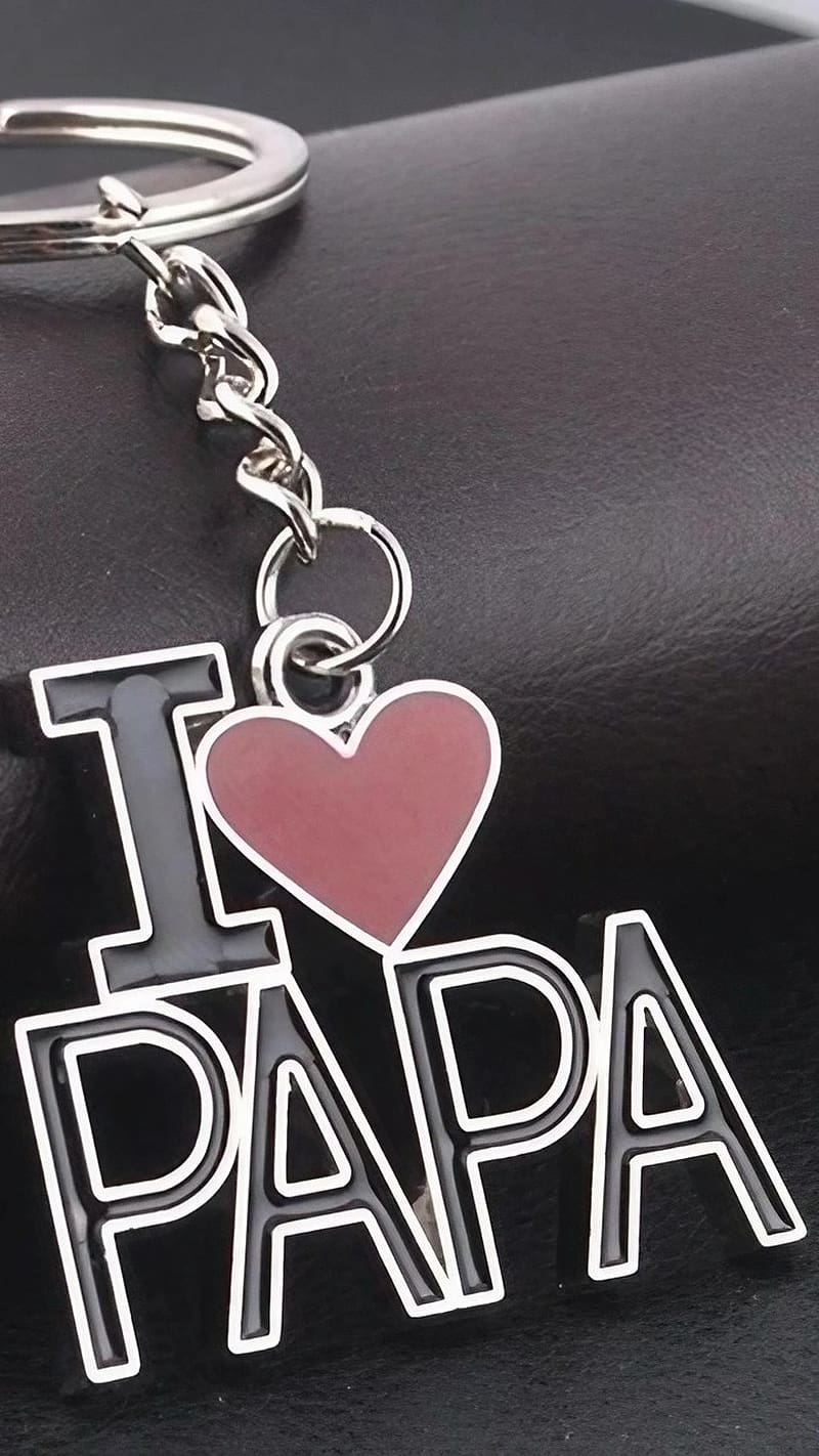 Love You Papa, Heart Keychain, red heart, HD phone wallpaper