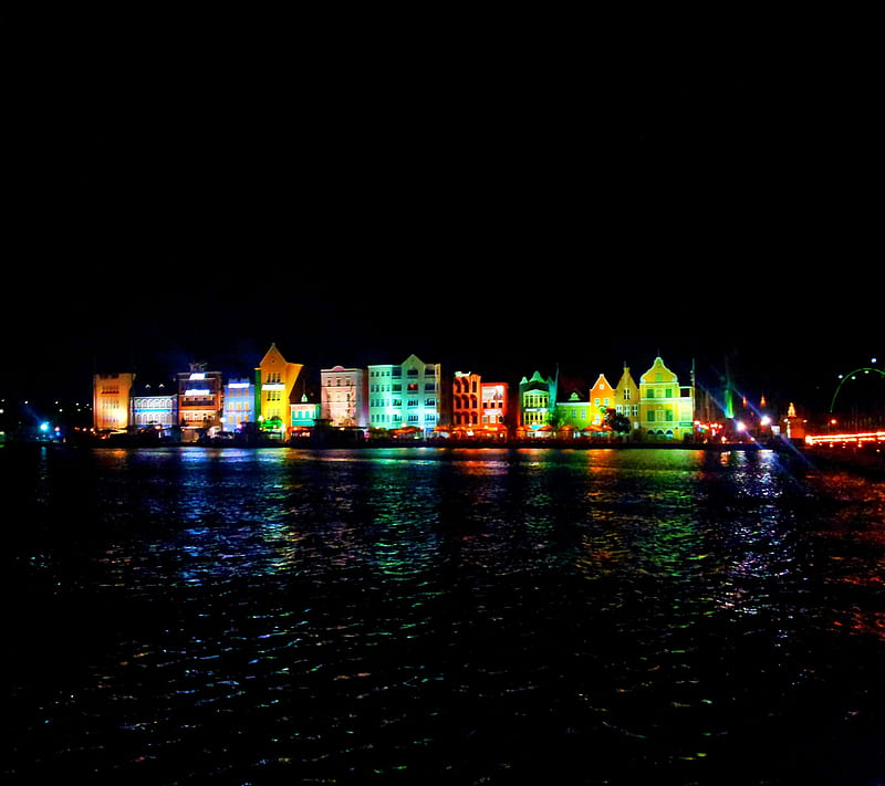 Curacao At Night, lights, HD wallpaper
