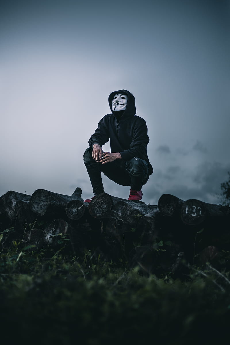 man, mask, anonymous, hood, hoodie, HD phone wallpaper