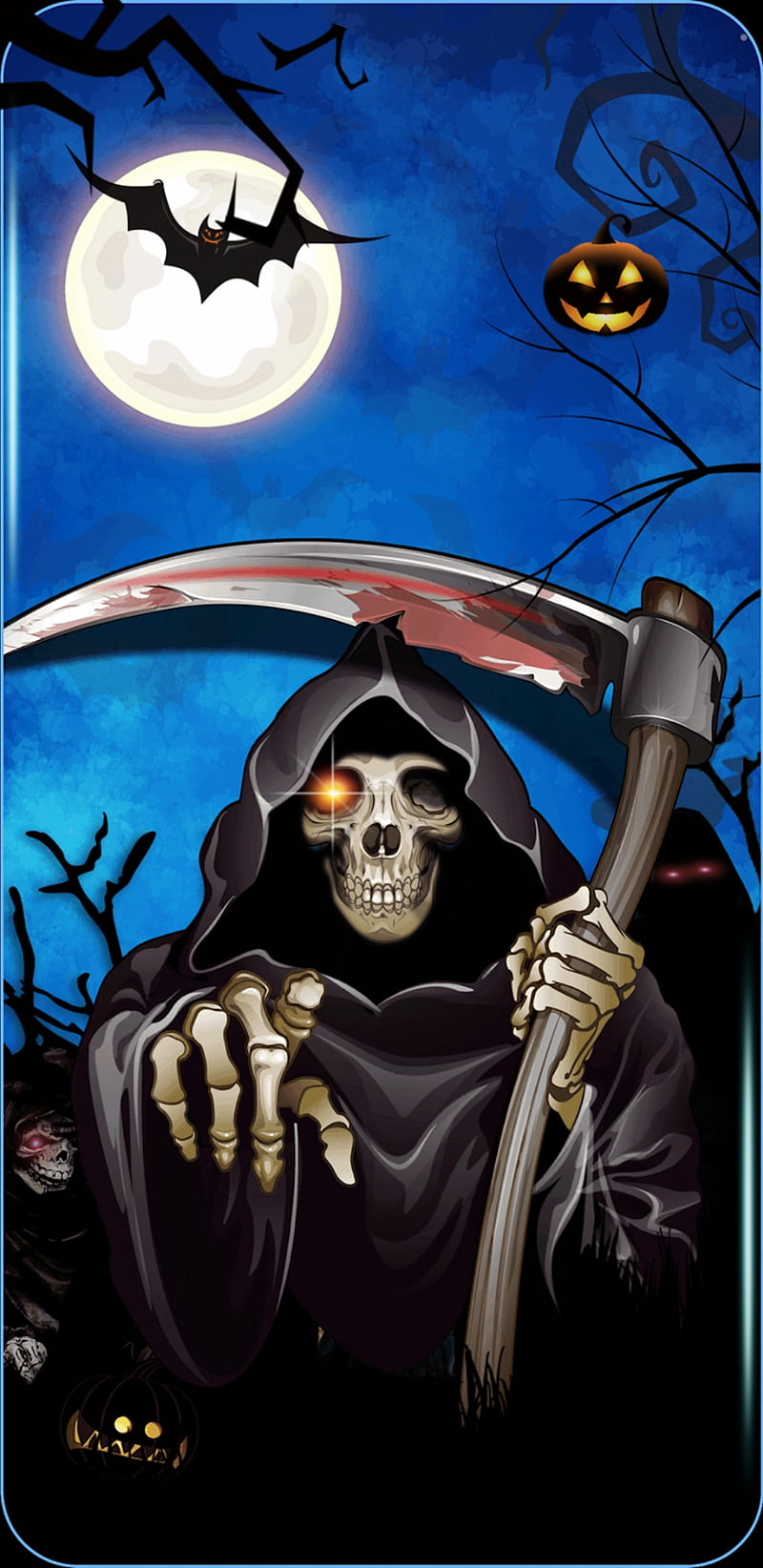HalloweenReaper, death, halloween, reaper, scary, skull, HD phone wallpaper