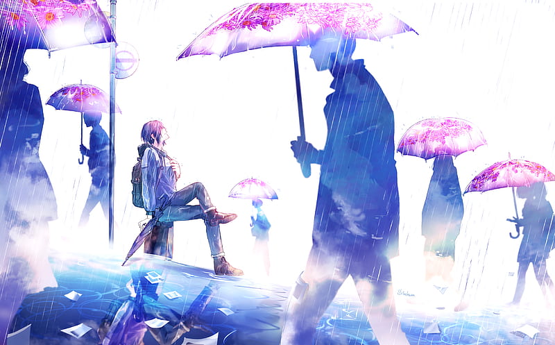 Rain Not Affect Me , anime-girl, anime, artist, artwork, digital-art, HD wallpaper