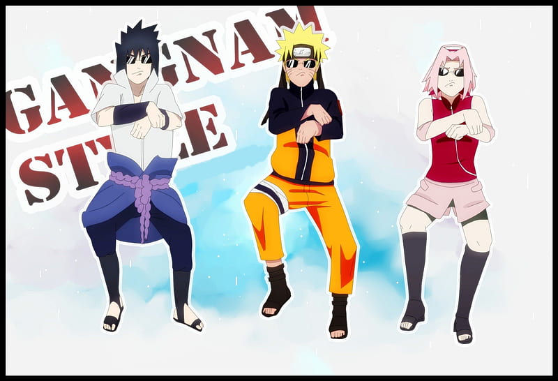 gangnam style, sakura, naruto, sasuke, gangnam, style, HD wallpaper