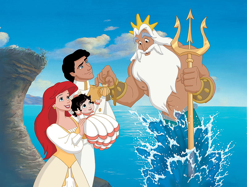 The Little Mermaid, The Little Mermaid II: Return to the Sea, Ariel (The Little Mermaid), Baby, Black Hair, King Triton, Melody (The Little Mermaid), Merman, Prince Eric, Red Hair, HD wallpaper