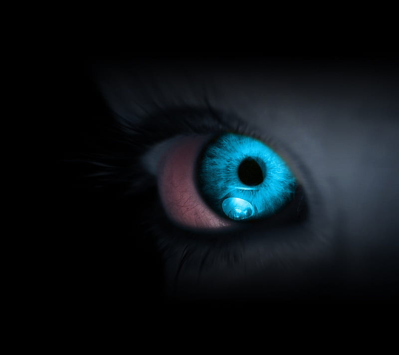 Eye, blue, creepy, dark, evil, face, gothic, scary, HD wallpaper