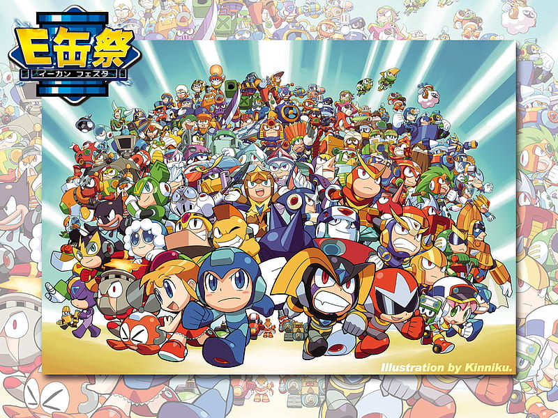 Megaman Rockman chibi gang, games, nintendo, rockman, anime, megaman, chibi, HD wallpaper