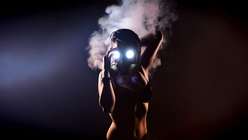 Girl Wearing Gas Mask, Girl, Gas, Mask, Smoke, HD wallpaper