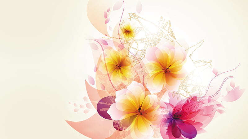 Floral Flare, summer, flowers, spring, abstract, Firefox Persona theme, vector, floral, HD wallpaper