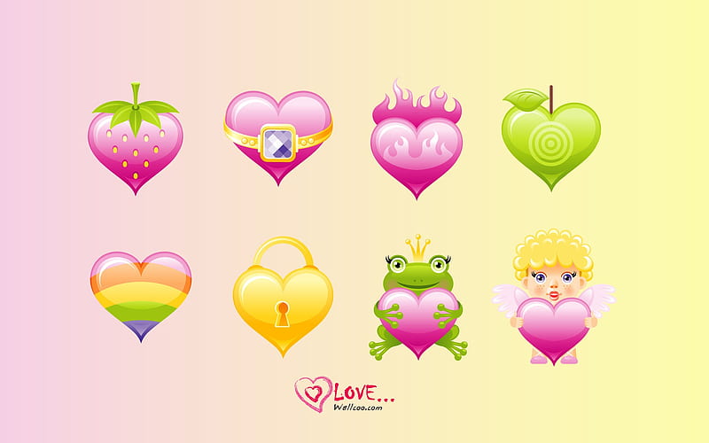 cute love - Valentines Day heart-shaped design, HD wallpaper
