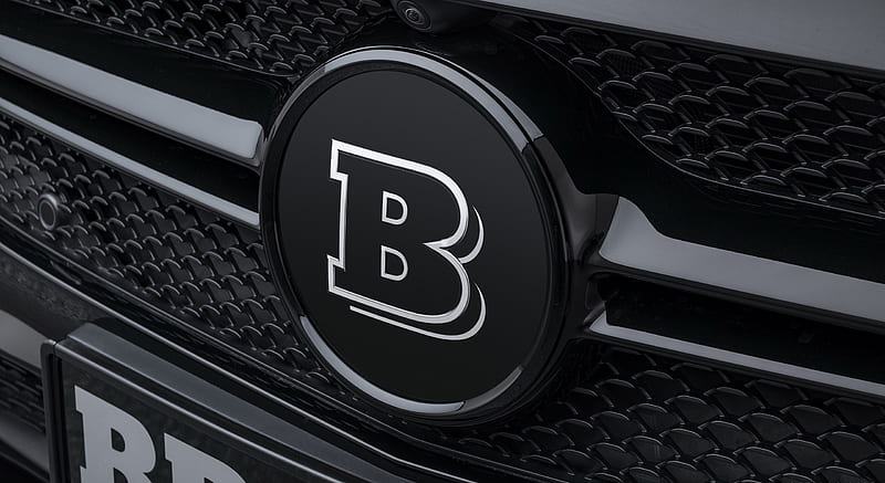 B badge on the front of a Brabus tuned Mercedes Benz G-Wagon