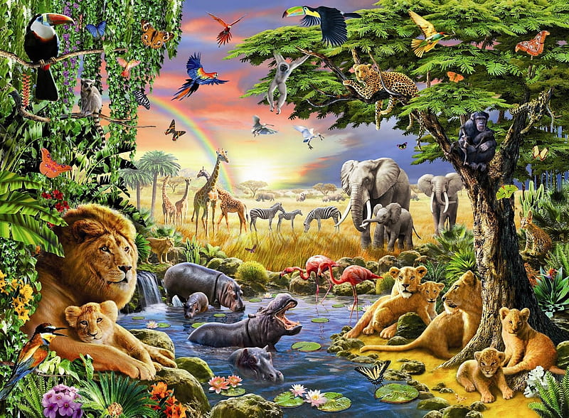 Animals, art, luminos, lion, animal, africa, fantasy, vara, water, adrian  chesterman, HD wallpaper | Peakpx