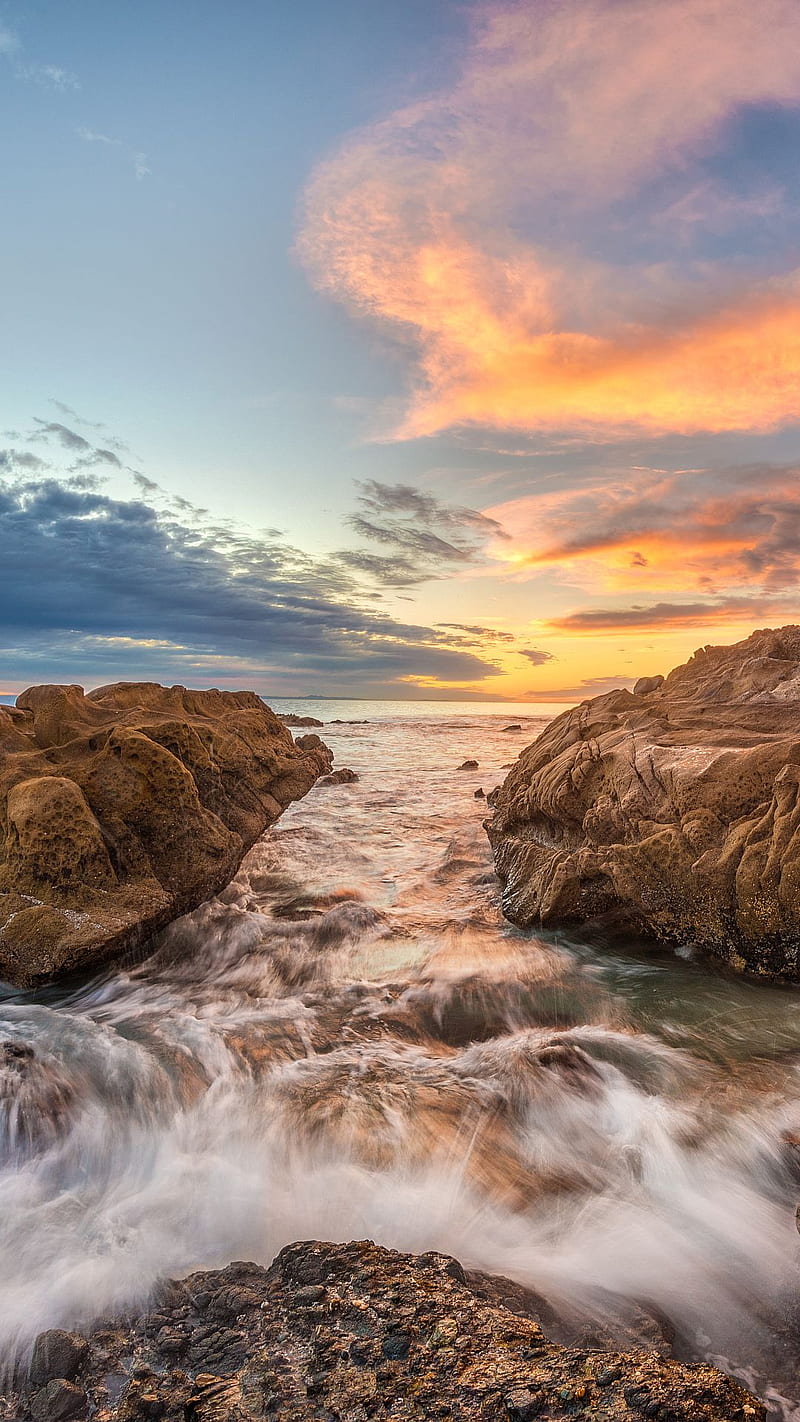 Coast Sunset 2, california, laguna beach, pearl street beach, HD phone wallpaper