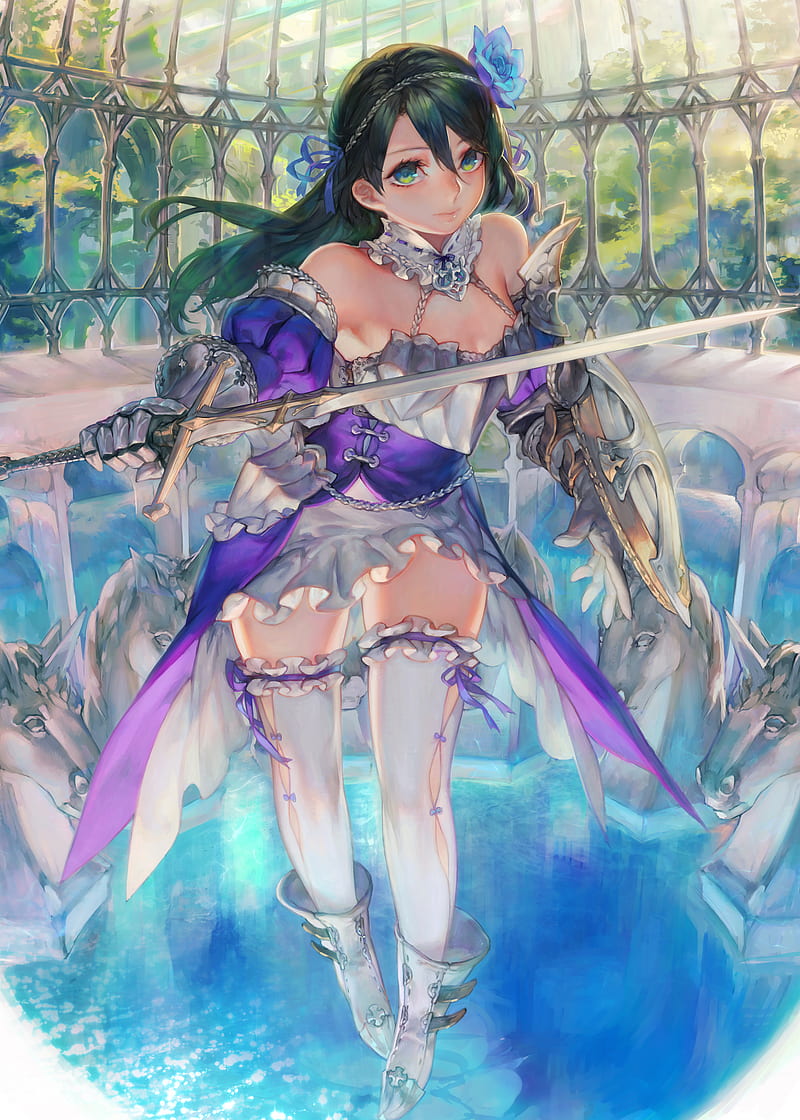 Aoin, armor, sword, HD phone wallpaper