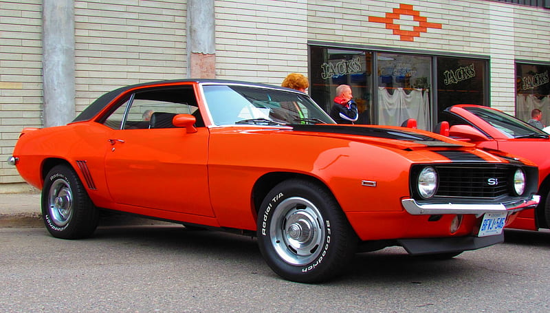 1969 Chevrolet Camaro, gm, hugger orange, 1969, chevy, camaro, classic, muscle car, HD wallpaper