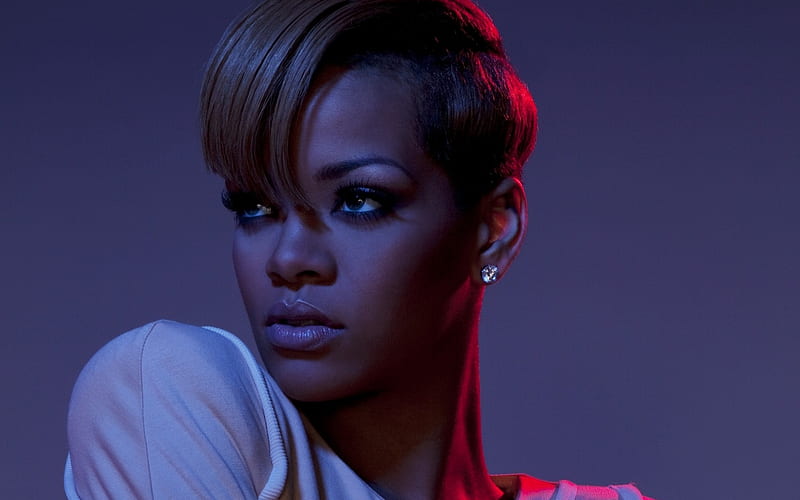 Rihanna, Portrait, short haircut, American famous singer, make-up, Robyn Rihanna Fenty, HD wallpaper