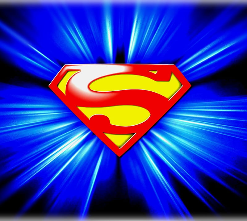 superman, blue, funky, logo, shine, shiny, HD wallpaper