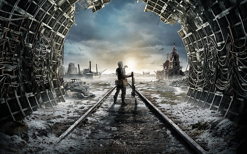 metro exodus, railway, sky, fps, Games, HD wallpaper