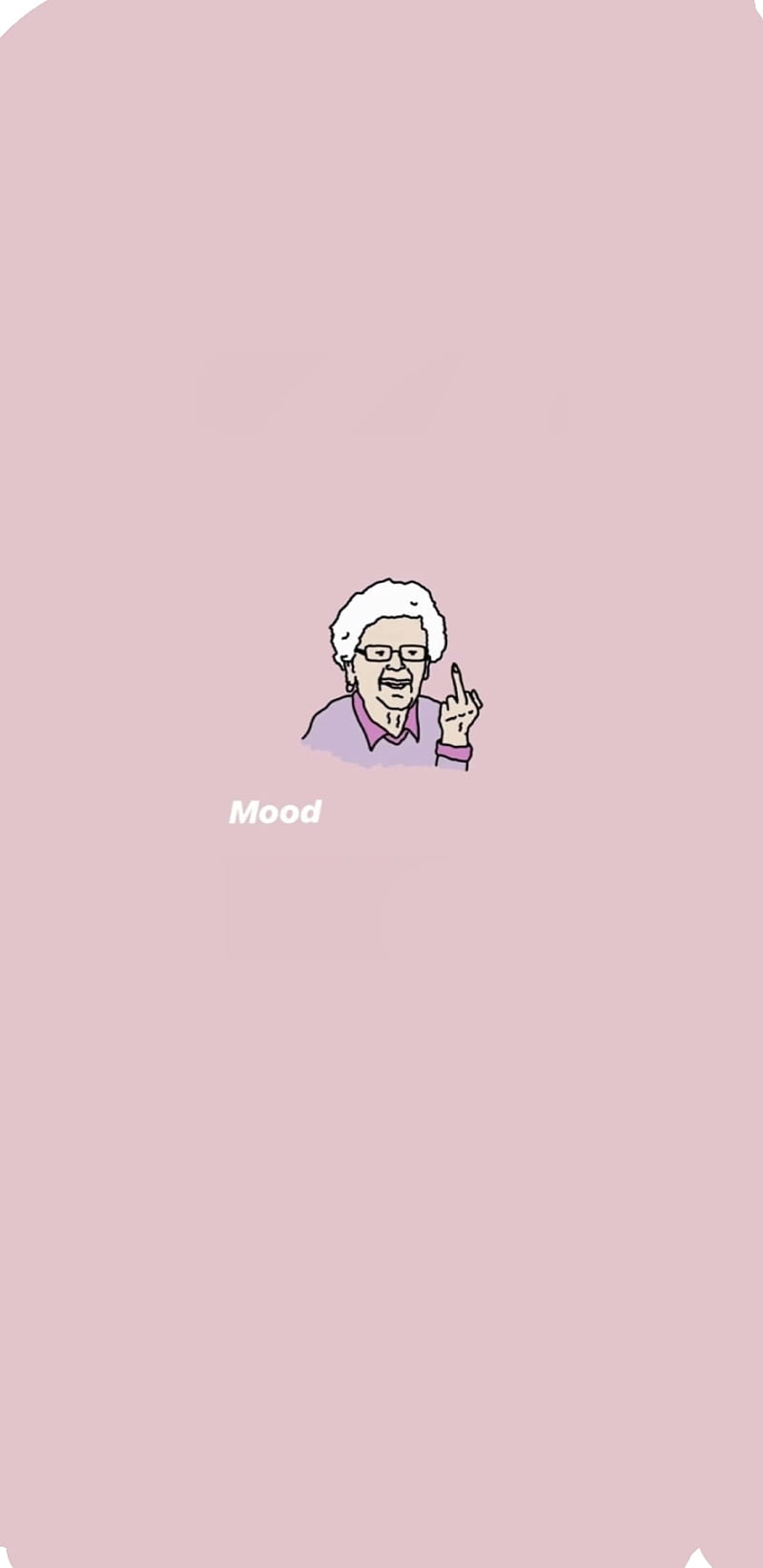 Granny Mood, grandma, the finger, pink, pastel, funny, HD phone wallpaper