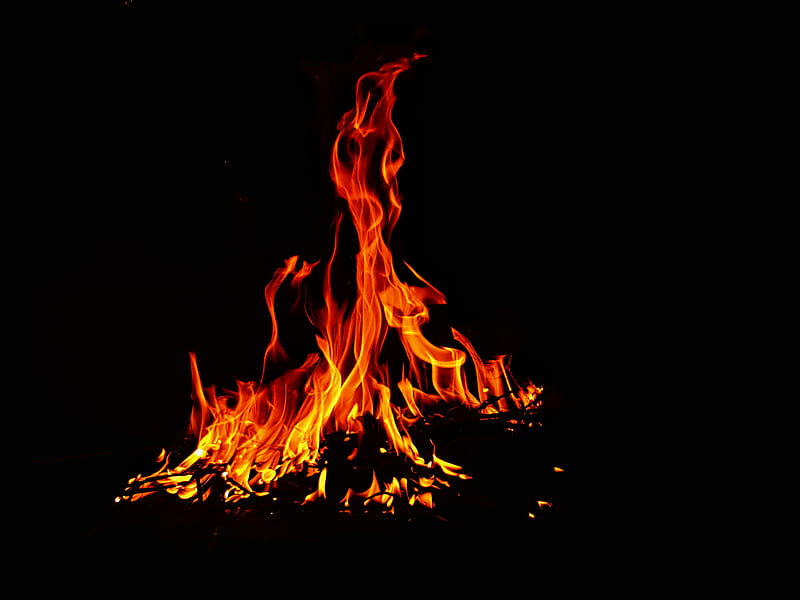 Fire, fireflames, amoled, catchingfire, darkfire, bonfire, bonefire, HD wallpaper
